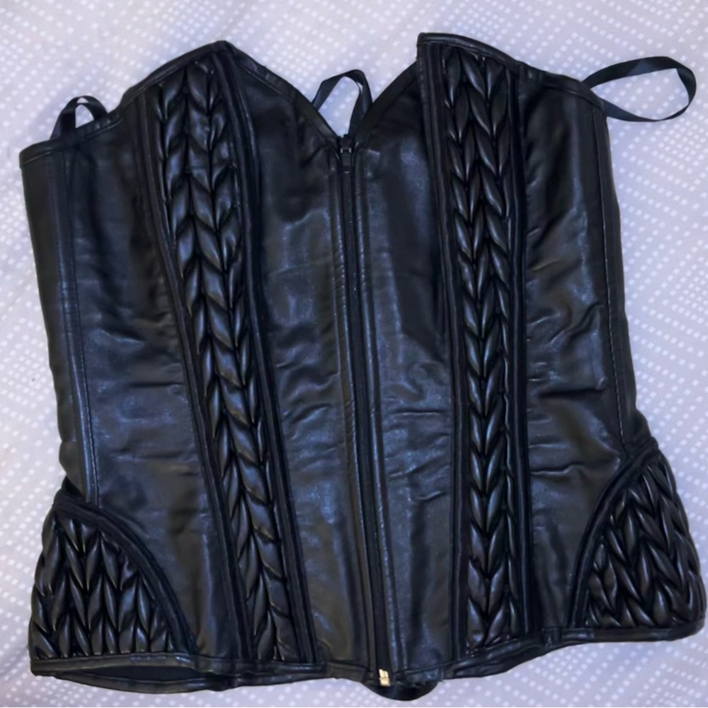 Black Leather Corset Top